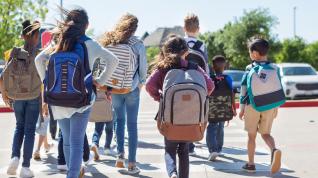 children in a crosswalk